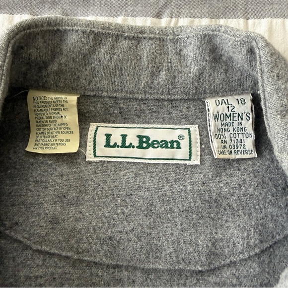 L.L. Bean Vintage Women's Gray Zip Jacket Floral Embroidery 100% Cotton Sz 12 - Picture 4 of 9